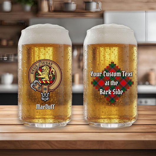 Clan MacDuff Crest over Tartan Blikvorm Glas