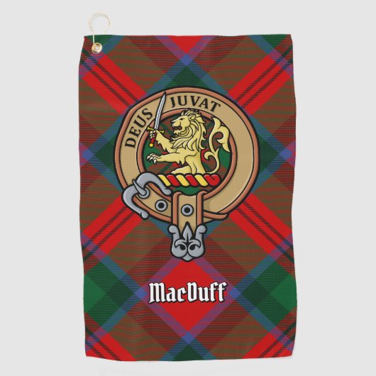 Clan MacDuff Crest over Tartan Golfhanddoek (Voorkant)