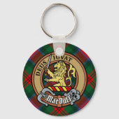 Clan MacDuff Crest over Tartan Sleutelhanger (Voorkant)