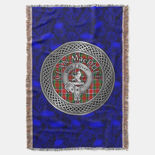 Clan MacDuff Crest & Tartan Knot Deken (Voorkant Verticaal)