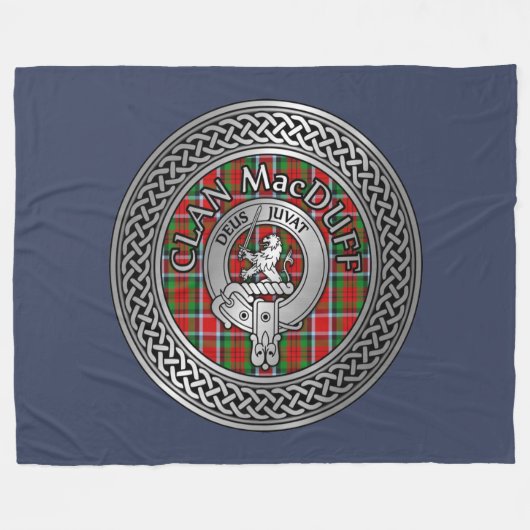 Clan MacDuff Crest & Tartan Knot Fleece Deken (Voorkant (Horizontaal))