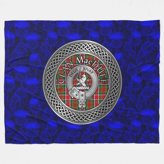 Clan MacDuff Crest & Tartan Knot Fleece Deken (Voorkant (Horizontaal))