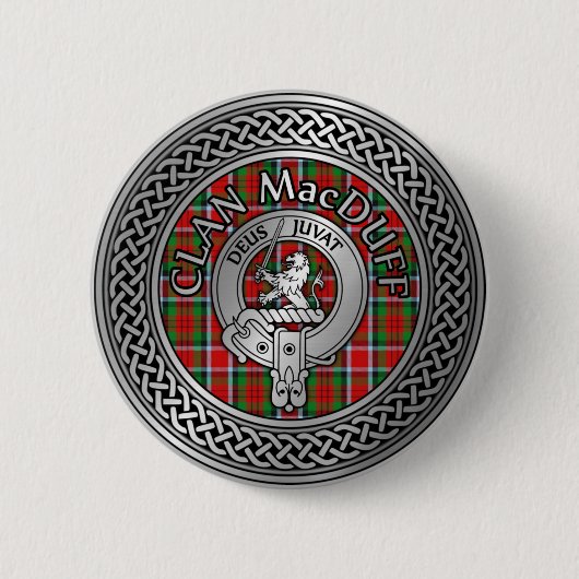 Clan MacDuff Crest & Tartan Knot Ronde Button 5,7 Cm (Voorkant)