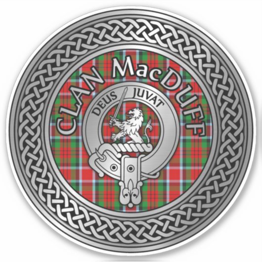 Clan MacDuff Crest & Tartan Knot Sticker (Voorkant)