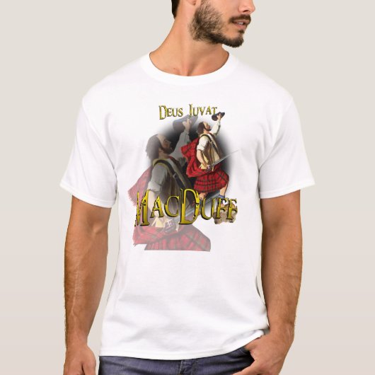 Clan MacDuff Deus Juvat Highland Games T-shirt (Voorkant)