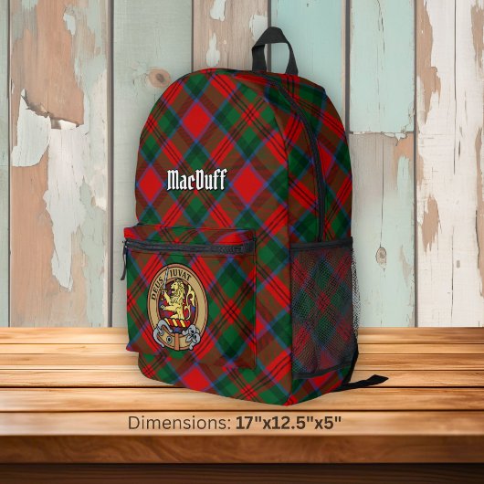 Clan MacDuff Wapen over Tartan Bedrukte Rugzak