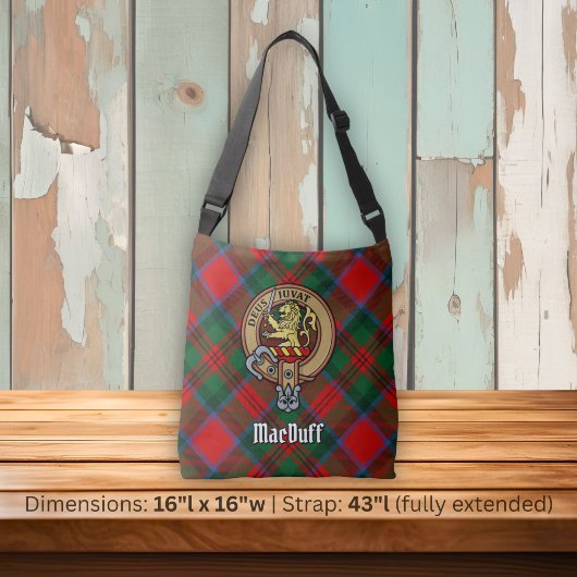 Clan MacDuff Wapen over Tartan Crossbody Tas