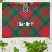 Clan MacDuff Wapen over Tartan Theedoek (Gevouwen)