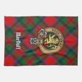 Clan MacDuff Wapen over Tartan Theedoek (Horizontaal)