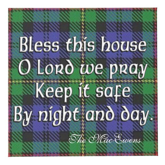 Clan MacEwen Tartan House Blessing Kubus (Voorkant)