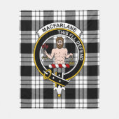 Clan MacFarlane Black & White Tartan Pset Fleece Deken (Voorkant)