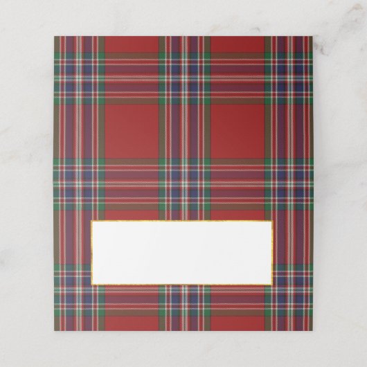Clan MacFarlane bruiloft gevouwen plaats kaart Plaatskaartje (Buitenkant ongevouwen)