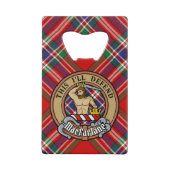 Clan MacFarlane Crest boven Tartan Creditkaart Flessenopener (Voorkant)