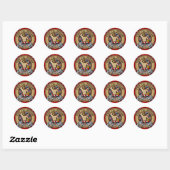 Clan MacFarlane Crest boven Tartan Ronde Sticker (Vel)