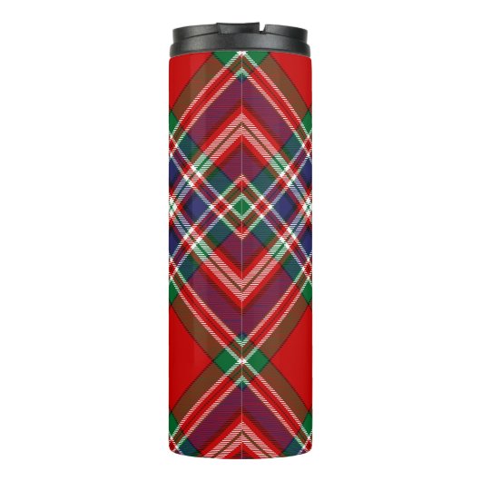 Clan MacFarlane Crest boven Tartan Thermosbeker (Achterkant)