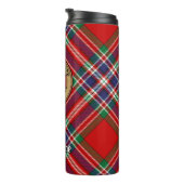 Clan MacFarlane Crest boven Tartan Thermosbeker (Geroteerd rechts)