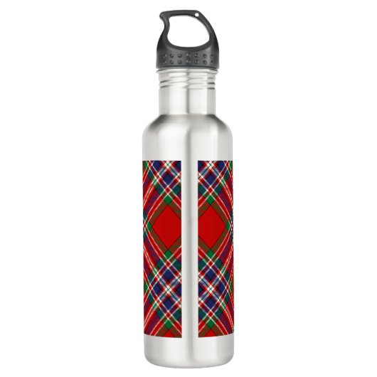Clan MacFarlane Crest boven Tartan Waterfles (Achterkant)