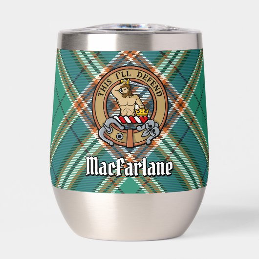Clan MacFarlane Crest over de oude jacht Tartan (Voorkant)