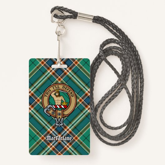 Clan MacFarlane Crest over de oude jacht Tartan Badge (Voorkant met draagriem)