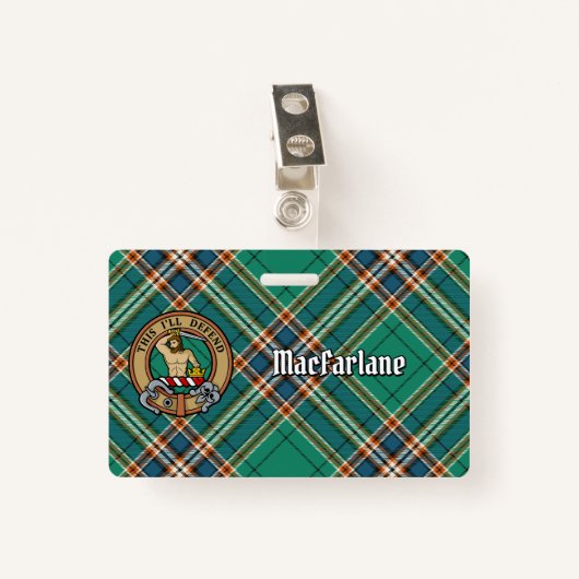 Clan MacFarlane Crest over de oude jacht Tartan Badge (Voorkant met clip)