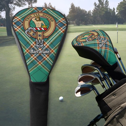 Clan MacFarlane Crest over de oude jacht Tartan Golfheadcover