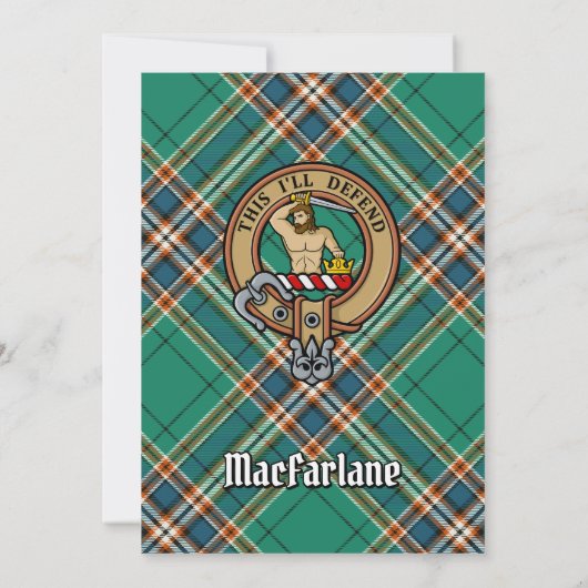 Clan MacFarlane Crest over de oude jacht Tartan Kaart (Achterkant)