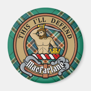 Clan MacFarlane Crest over de oude jacht Tartan Magneet