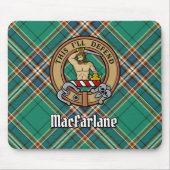 Clan MacFarlane Crest over de oude jacht Tartan Muismat (Voorkant)