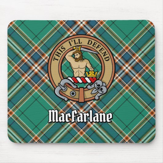 Clan MacFarlane Crest over de oude jacht Tartan Muismat (Voorkant)
