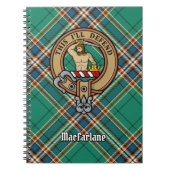 Clan MacFarlane Crest over de oude jacht Tartan Notitieboek (Voorkant)