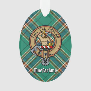 Clan MacFarlane Crest over de oude jacht Tartan Ornament