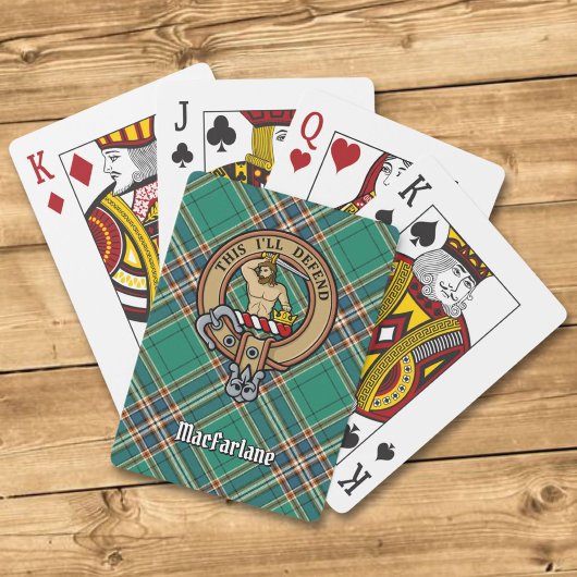 Clan MacFarlane Crest over de oude jacht Tartan Pokerkaarten