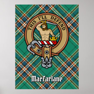 Clan MacFarlane Crest over de oude jacht Tartan Poster