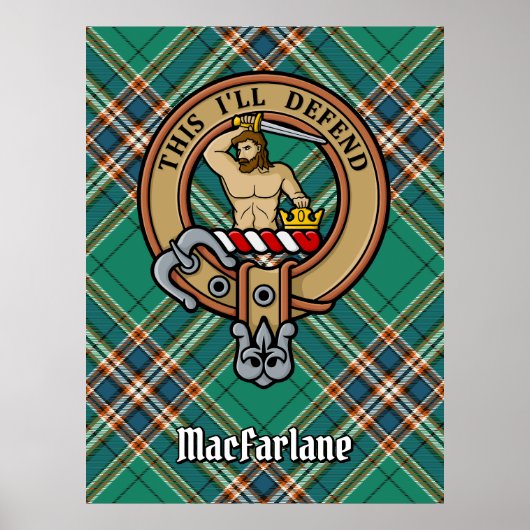 Clan MacFarlane Crest over de oude jacht Tartan Poster (Voorkant)