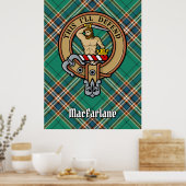 Clan MacFarlane Crest over de oude jacht Tartan Poster (Keuken)