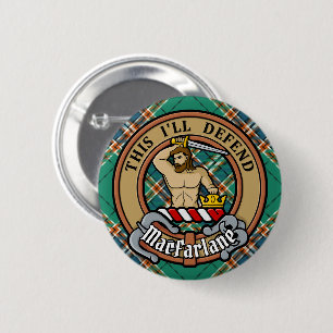 Clan MacFarlane Crest over de oude jacht Tartan Ronde Button 5,7 Cm