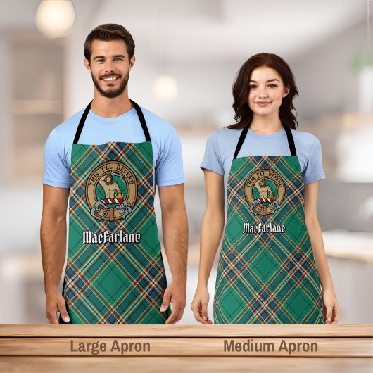 Clan MacFarlane Crest over de oude jacht Tartan Schort