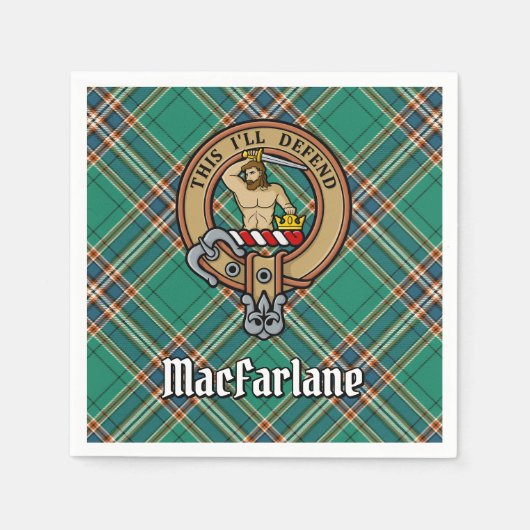 Clan MacFarlane Crest over de oude jacht Tartan Servet (Voorkant)