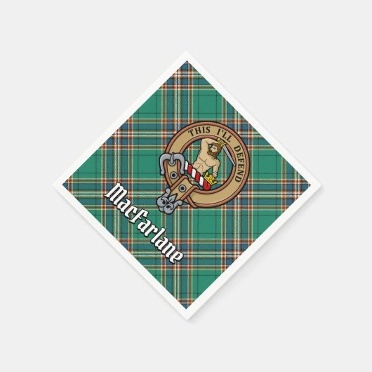Clan MacFarlane Crest over de oude jacht Tartan Servet (Hoek)