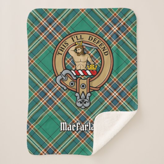 Clan MacFarlane Crest over de oude jacht Tartan Sherpa Deken (Voorkant)