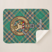 Clan MacFarlane Crest over de oude jacht Tartan Sherpa Deken (Voorkant (horizontaal))