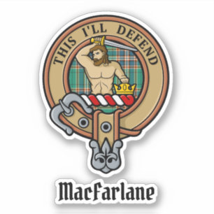 Clan MacFarlane Crest over de oude jacht Tartan Sticker