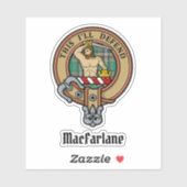 Clan MacFarlane Crest over de oude jacht Tartan Sticker (Vel)