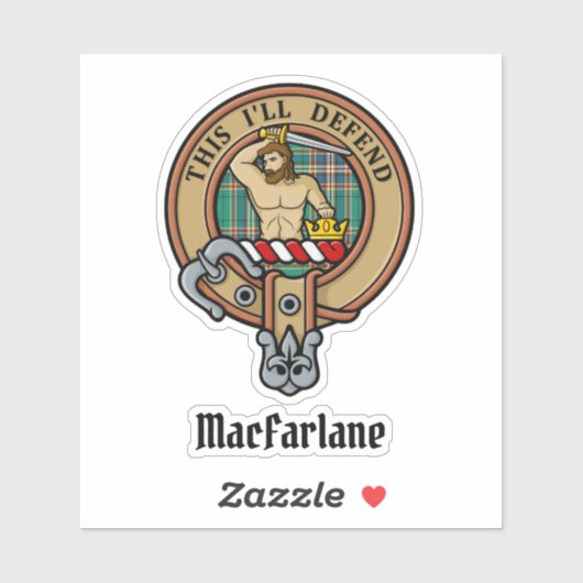 Clan MacFarlane Crest over de oude jacht Tartan Sticker (Vel)