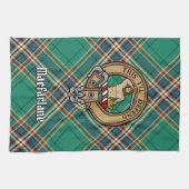 Clan MacFarlane Crest over de oude jacht Tartan Theedoek (Horizontaal)
