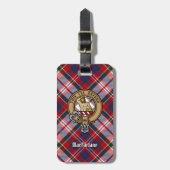 Clan MacFarlane Crest over Jurk Tartan Bagagelabel (Voorkant verticaal)