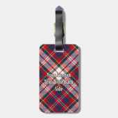 Clan MacFarlane Crest over Jurk Tartan Bagagelabel (Achterkant verticaal)