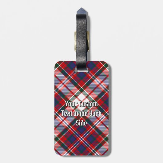 Clan MacFarlane Crest over Jurk Tartan Bagagelabel (Achterkant verticaal)