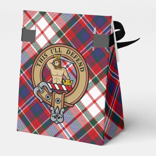 Clan MacFarlane Crest over Jurk Tartan Bedankdoosjes (Achterkant)
