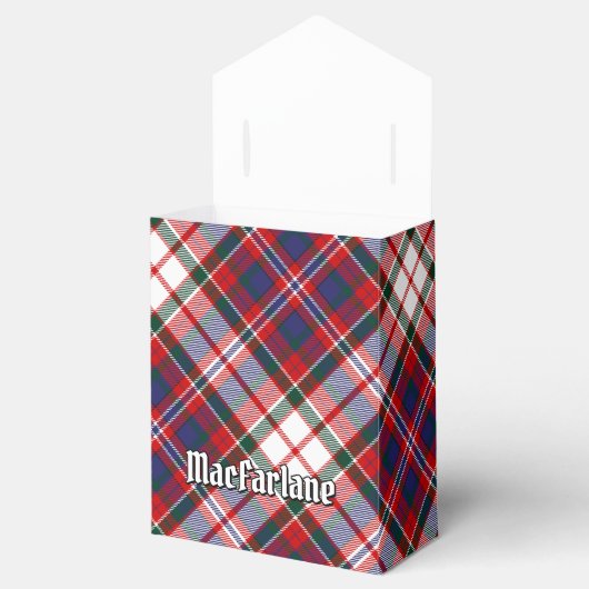 Clan MacFarlane Crest over Jurk Tartan Bedankdoosjes (Geopend)